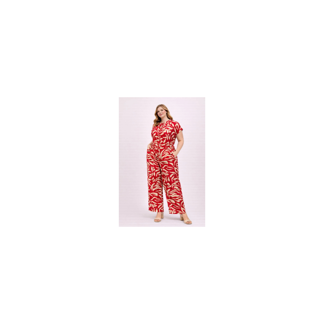 Plus Size Abstract Print Jumpsuit